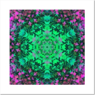 Digital Mandala Green and Purple Posters and Art